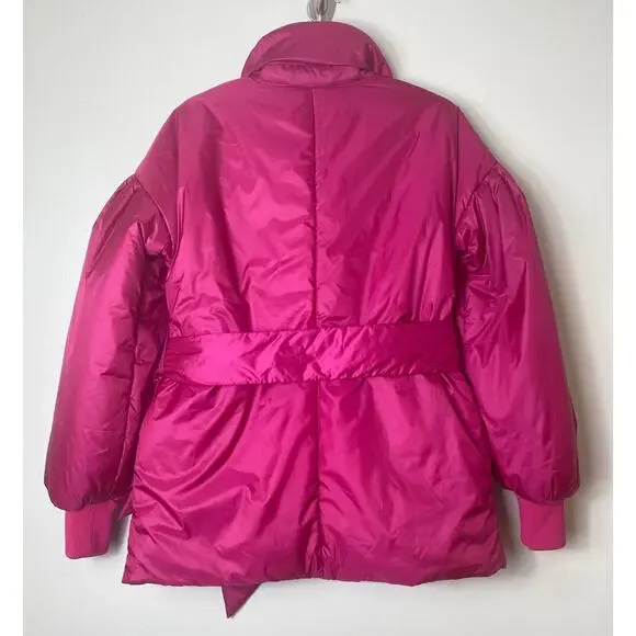 KATE SPADE COAT PINK PUFFER WINTER PREPPY FEMININE COQUETTE WINTER BELTED TIE - Picture 3 of 13